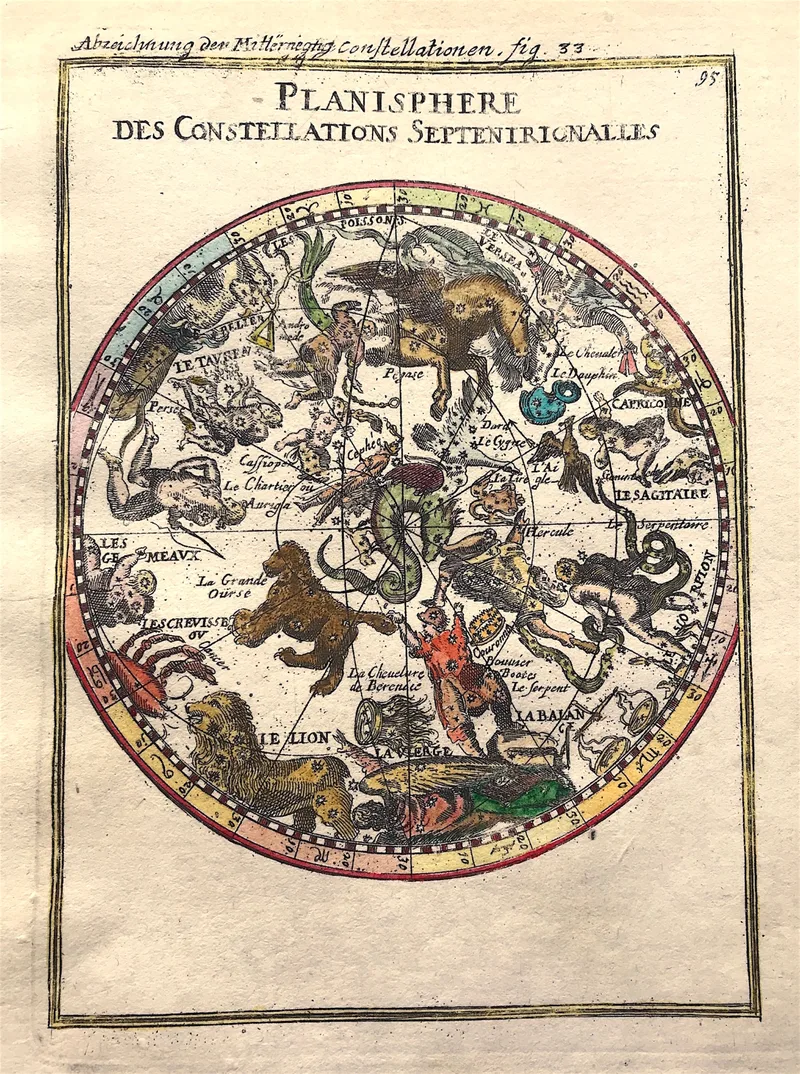 Planisphere Northern Zodiac Mallet c1684 -Sold