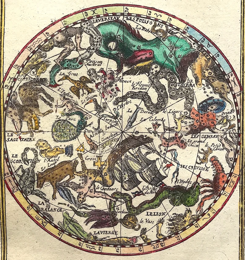 Planisphere Southern Zodiac Mallet c1684 -Sold