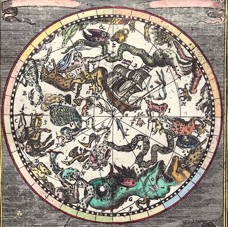 Southern Night Sky Published 1684-Sold