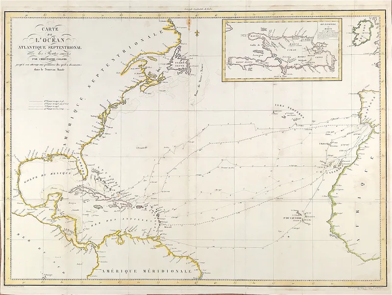 Chart Columbus Voyages c1828 - SOLD!