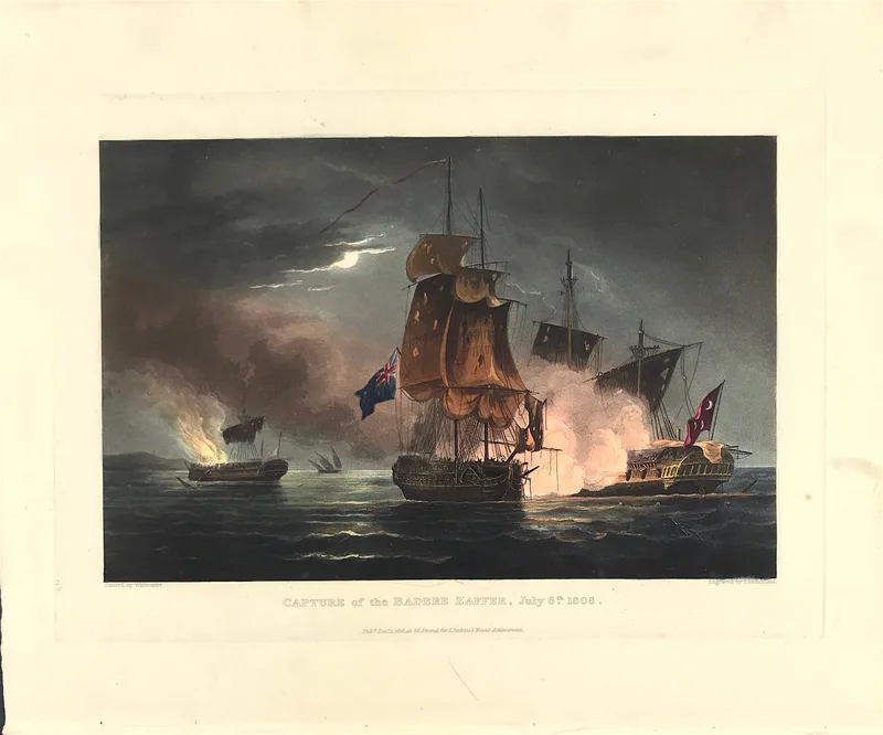 Capture of The Badere Zaffer c1808 SOLD!