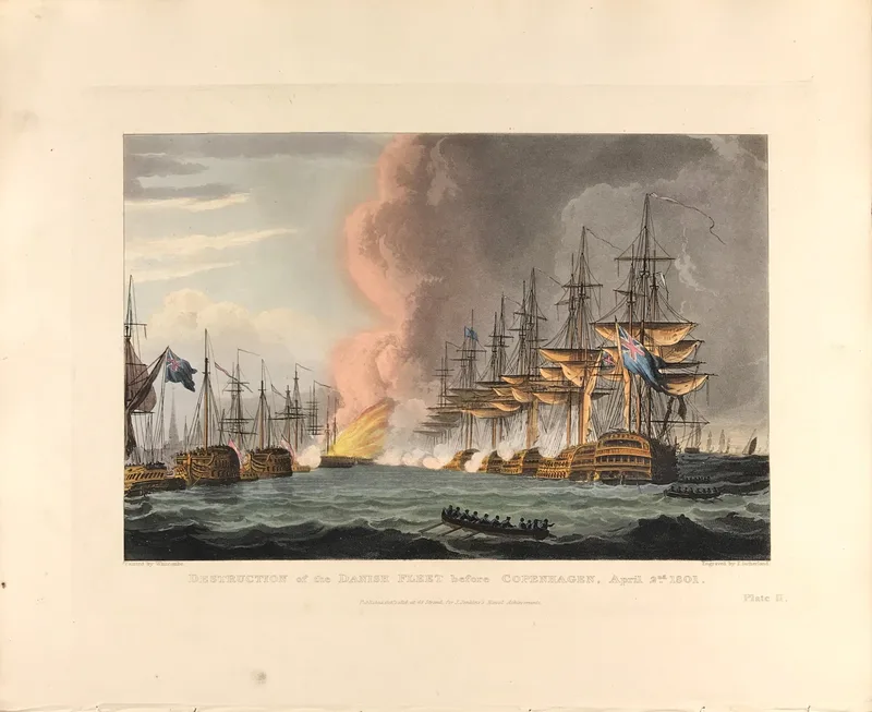 Destruction of Danish Fleet Copenhagen 1801 Plate II SOLD!