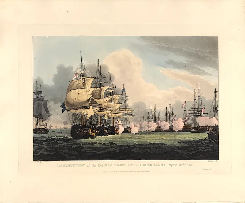 Destruction of Danish Fleet Copenhagen 1801 Plate 1 SOLD!