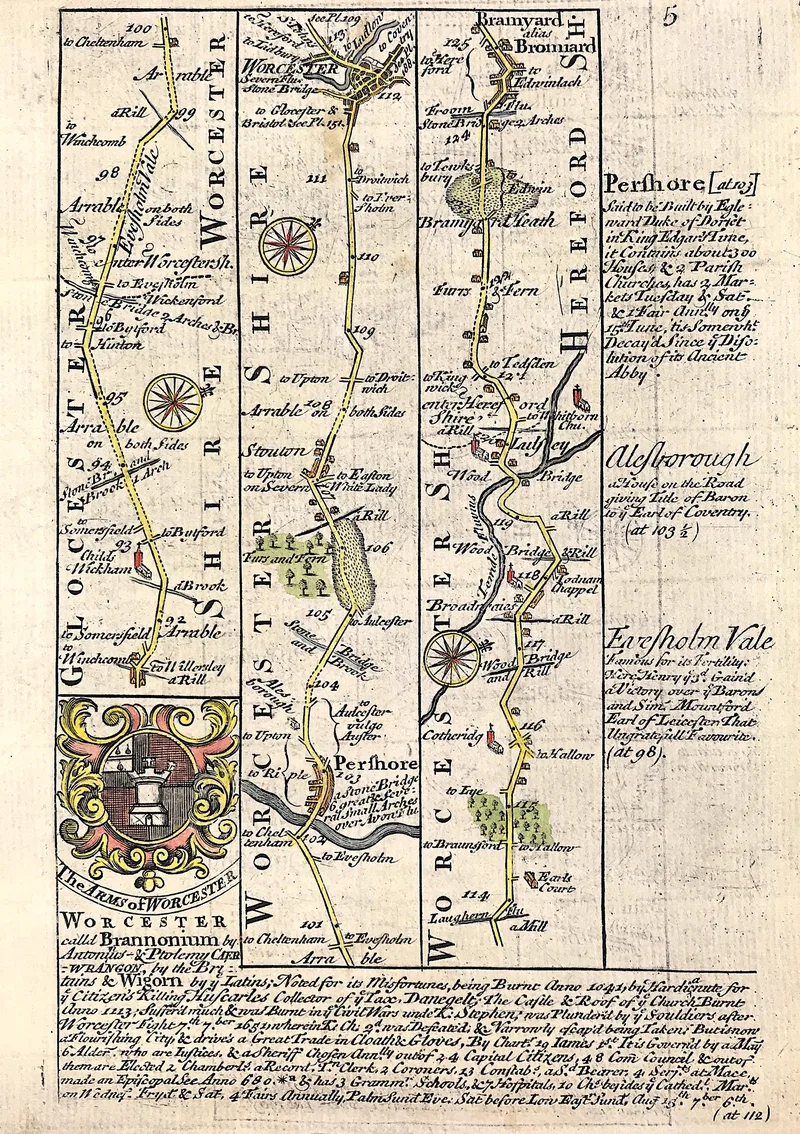 Road Map Gloucestershire c1720