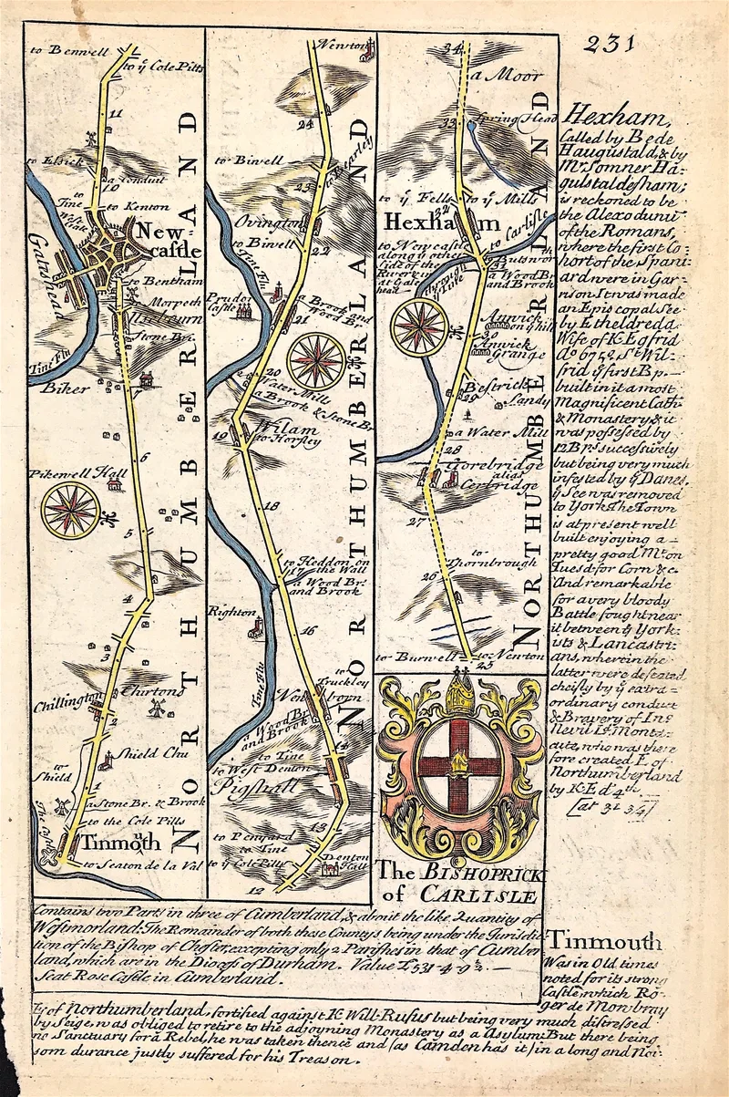 Road Map Northumberland  c1720