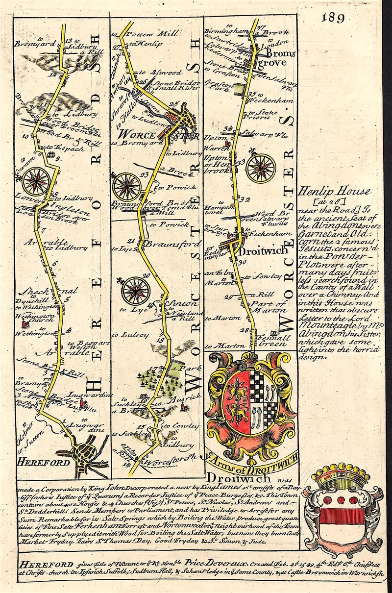Hereford to Bromsgrove c1720