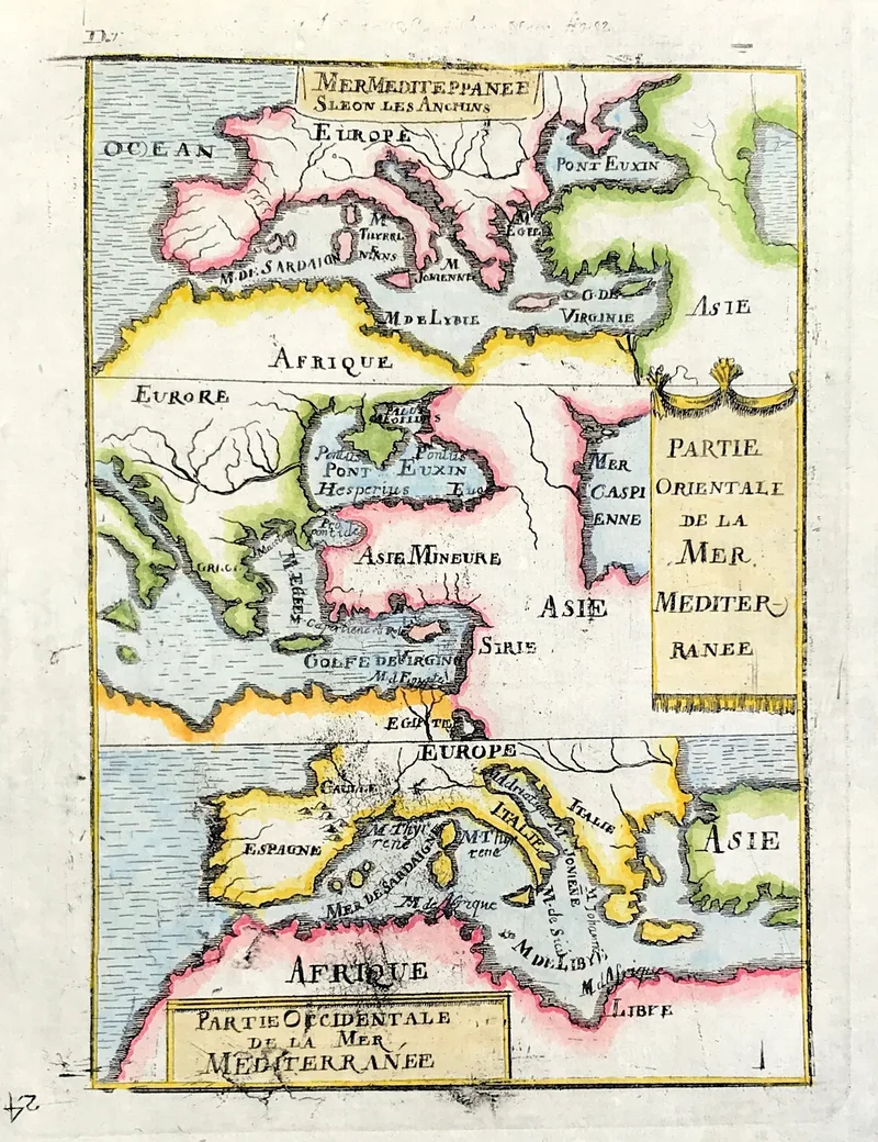 Mediterranean Sea Europe Turkey Africa Asia by Mallet c1683
