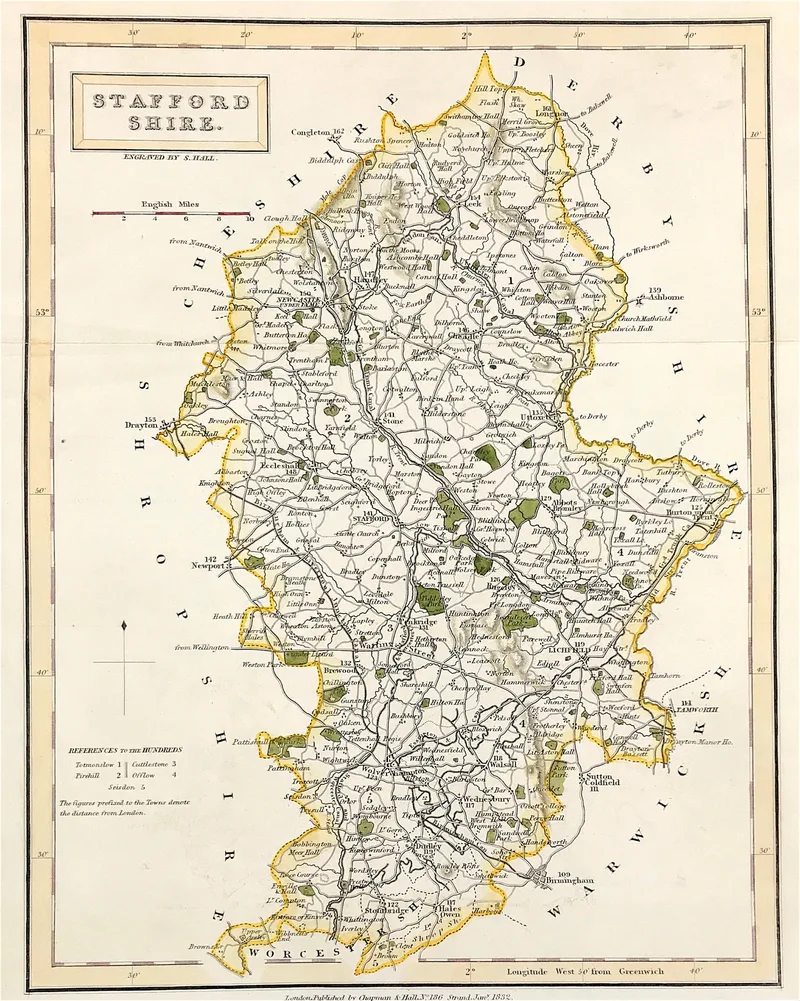 Map of Staffordshire 1832